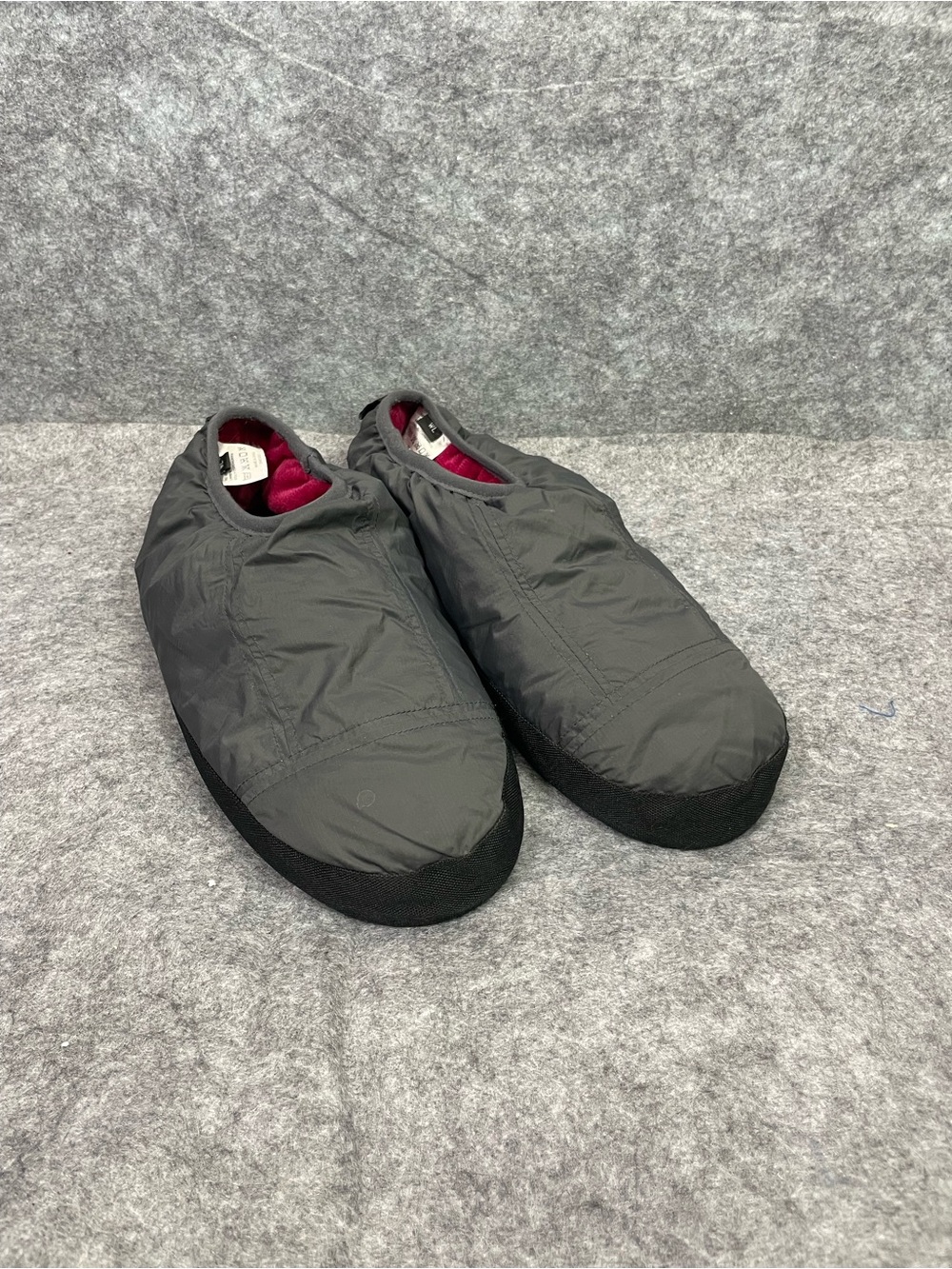 Cabiniste Slippers Womens Sx L Gray Nylon Fleece Lined Slip On Warm House Shoes